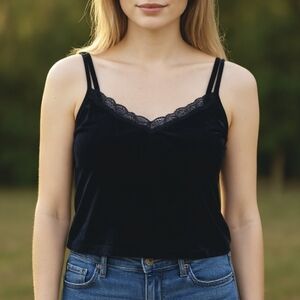 La Senza Vintage Black Women’s Tank Top With Lace Trim